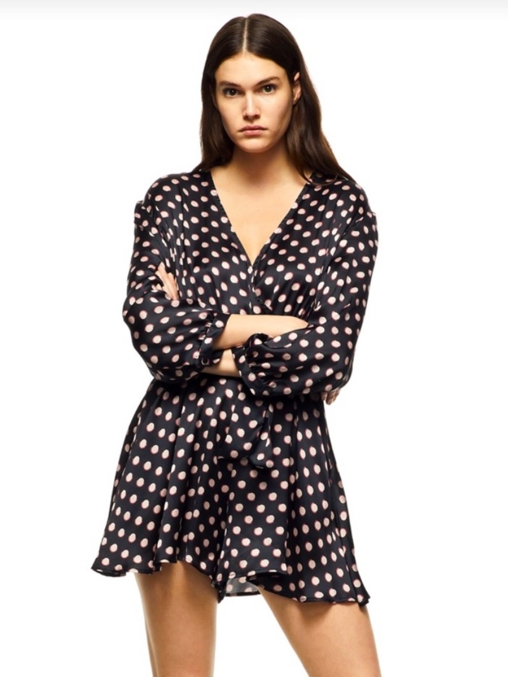 Zara Satin Effect Polka Dot Romper Large